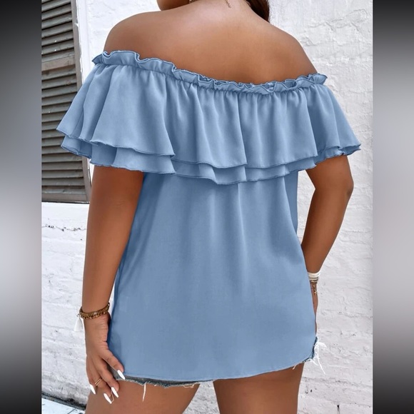 Plus black off shoulder knot front blouse - Picture 6 of 15